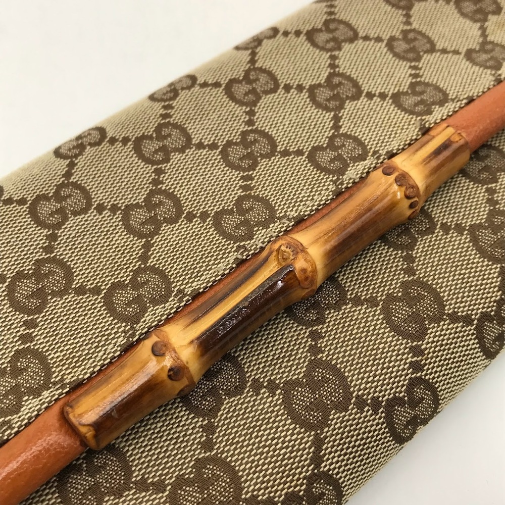 GUCCI GG Canvas Bamboo Shoulder Bag Beige - Picture 7 of 11